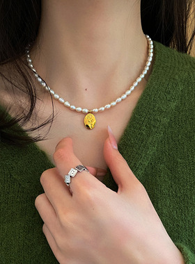 XKDDCT4mm天然珍珠秋冬复古法式