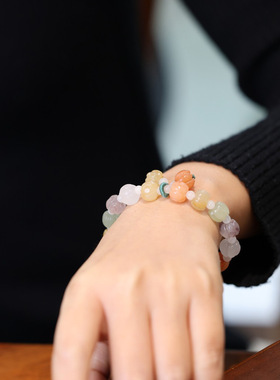 XKDDCT天然金丝玉珠手串女士闺蜜