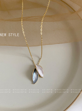 XKDDCT韩国气质一抹蓝树叶项链网