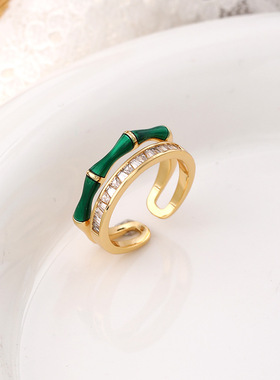 XKDDCT新款铜镀真金锆石竹节开