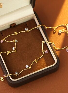 XKDDCT简约轻奢几何彩色锆石吊坠