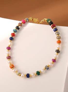 XKDDCT天然石珍珠彩色琉璃多巴胺