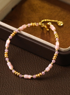 XKDDCT粉色桃花招财好运水晶手链