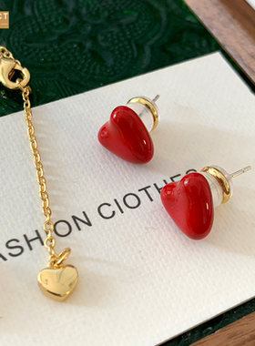 XKDDCT红色爱心项链韩系小众设计