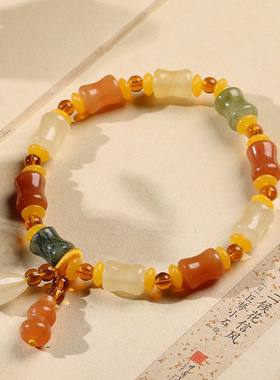 XKDDCT天然新疆金丝玉小骨头珠手