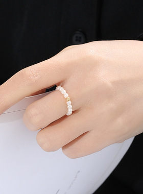 XKDDCT新款简约风珍珠串珠素圈