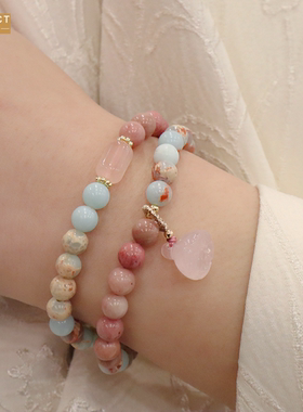 XKDDCT小众设计寿山石手链粉水晶