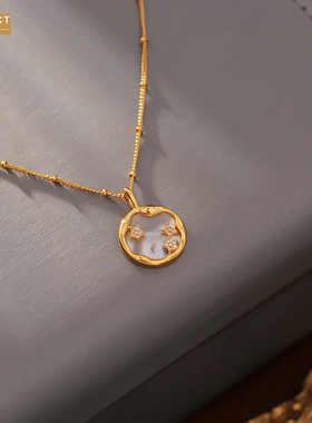 XKDDCT幸星贝母项链铜镀真金锆石