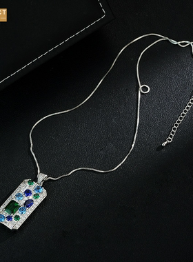 XKDDCT欧美复古几何长款方形吊坠