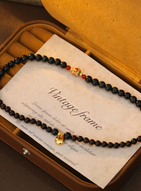 XKDDCT平安喜乐双层串珠黑虎石手