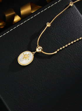 XKDDCT天然贝母八芒星吊坠项链法