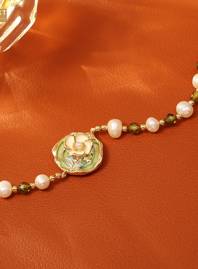 XKDDCT中古风淡水珍珠手链莫奈花