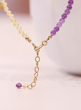 XKDDCT2mm紫手链女财富水晶金珠