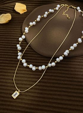 XKDDCT天然珍珠项链双层古风设计