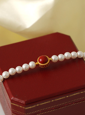 XKDDCT新款新中式朱砂红施家珍珠