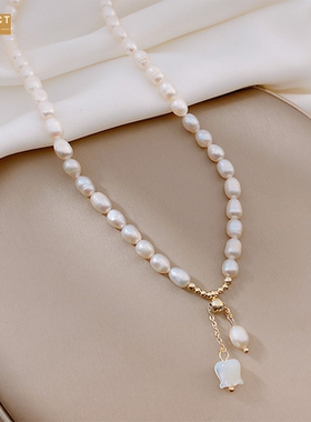 XKDDCT淡水珍珠玫瑰花项链女韩版