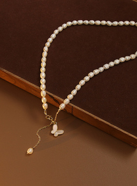 XKDDCT新款天然珍珠夏季蝴蝶项链