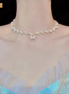 XKDDCT新款淡水珍珠蝴蝶项链女