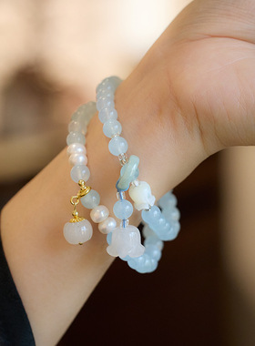 XKDDCT寺庙同款天然海蓝宝水晶女