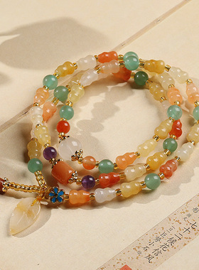 XKDDCT民族风天然玉手串新疆彩玉