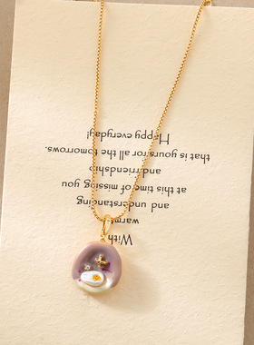 XKDDCT油画吊坠淡水珍珠海星项链