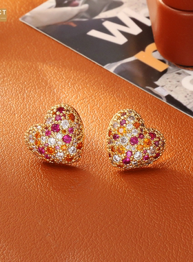 XKDDCT爆款微镶爱心项链铜镀真金