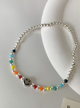 XKDDCT笑脸串珠彩虹手链女生闺蜜
