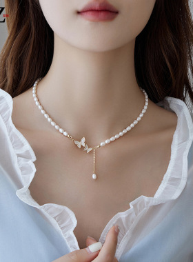XKDDCT新款天然珍珠蝴蝶项链女2