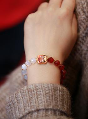 XKDDCT天然双拼红白年兽手链女醒
