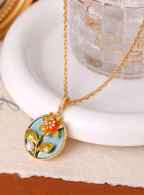 XKDDCT新中式油画风向日葵珐琅彩