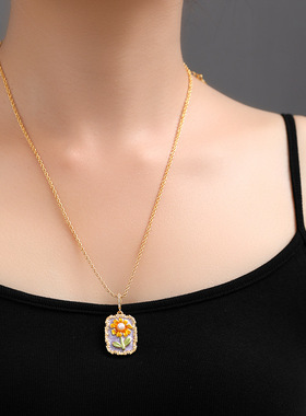 XKDDCT新中式油画风珐琅淡水珍珠