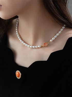 XKDDCT天然淡水珍珠项链福字吊坠