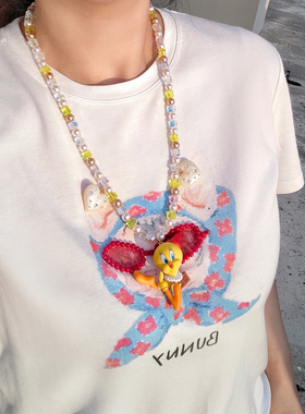 JMH小吴同学 TWeety翠儿崔弟崔迪乐一通vintage中古玩偶水晶项链