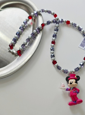 JMH小吴同学 正版迪士尼限定复活节米奇方糖水晶长款项链日韩配饰