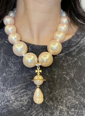 夸张复古星球个性水滴吊坠西太后