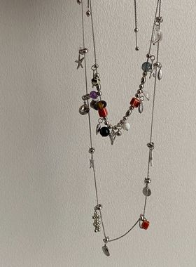 不锈钢小众设计项链吊坠海星贝壳葡萄串流苏毛衣链个性时尚腰链女