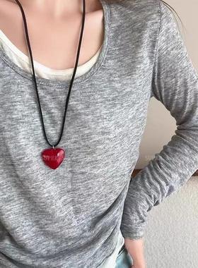 韩国时髦爱心系绳项链