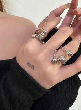 other女金属复古木纹石戒指