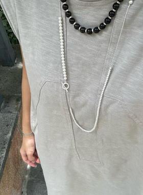 阿水同款银球串珠锁骨项链