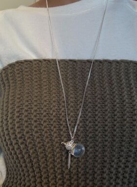 新中式水晶虎眼石葫芦流苏吊坠项链女法式轻奢小众锁骨链颈链毛衣