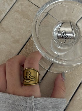 新款个性做旧风格土星戒指女轻奢高级感复古色时尚开口食指戒