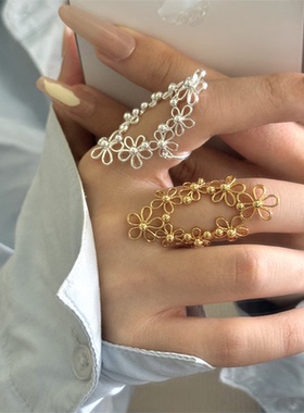 韩系高质感镂空花朵蕾丝环绕精致戒指甜美百搭指环戒指