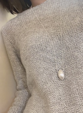 复古金属拉丝椭圆实心球黑色皮绳长款项链小众轻奢高级简约毛衣链