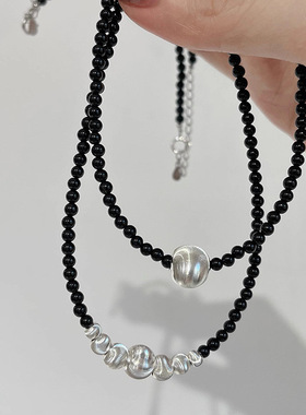 韩国小众设计法式复古个性简约百搭气质颈链锁骨链双层珍珠项链女