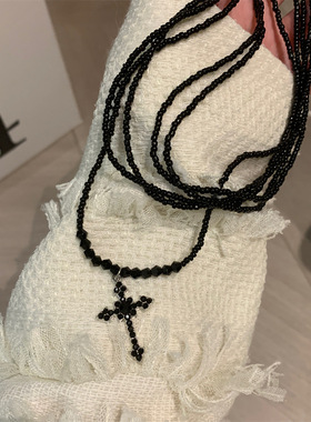 亚克力树脂锁骨链女黑十字架