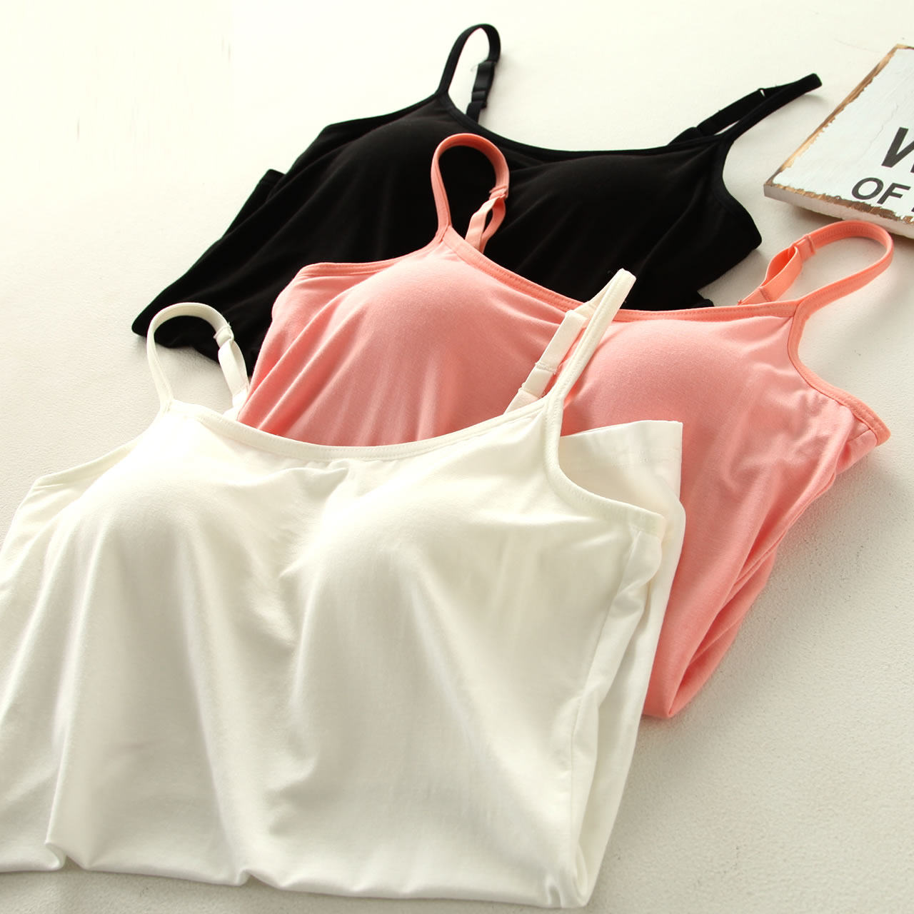 莫代尔带胸垫背心女打底免穿裹胸 yiyicp背心吊带