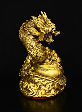 龙腾盛世黄铜龙摆件生肖龙工艺品