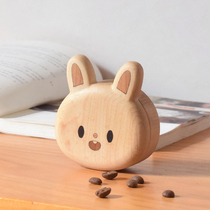 Mountain Shea Rabbit Fetal Hair Box Umbilical Cord Collection Solid Wood Memorial 100 Days Full Moon Birthday Gift Little Golden Bean Bottle Tire Hair Case