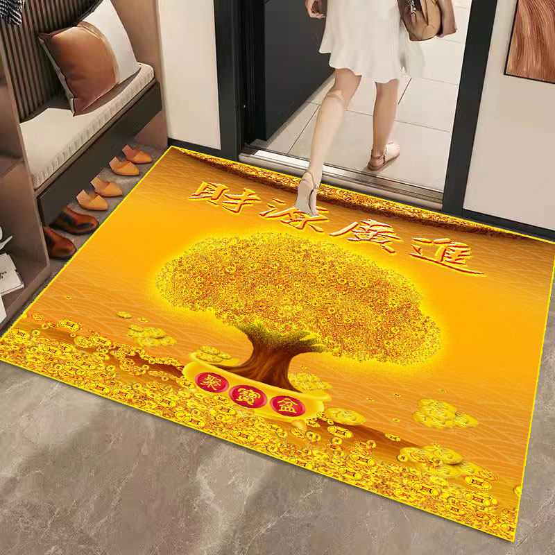 横版金黄发财树财源滚滚进门入户金色地垫黄色门口地毯金钱树脚垫,淘宝优惠券,粉丝福利购,淘宝优惠卷