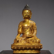 Tibetan Spread Pure Brass Brass gold Sakyamuni Come to sit 100 Buddhas home Buddhas house swing piece 39cm supplies